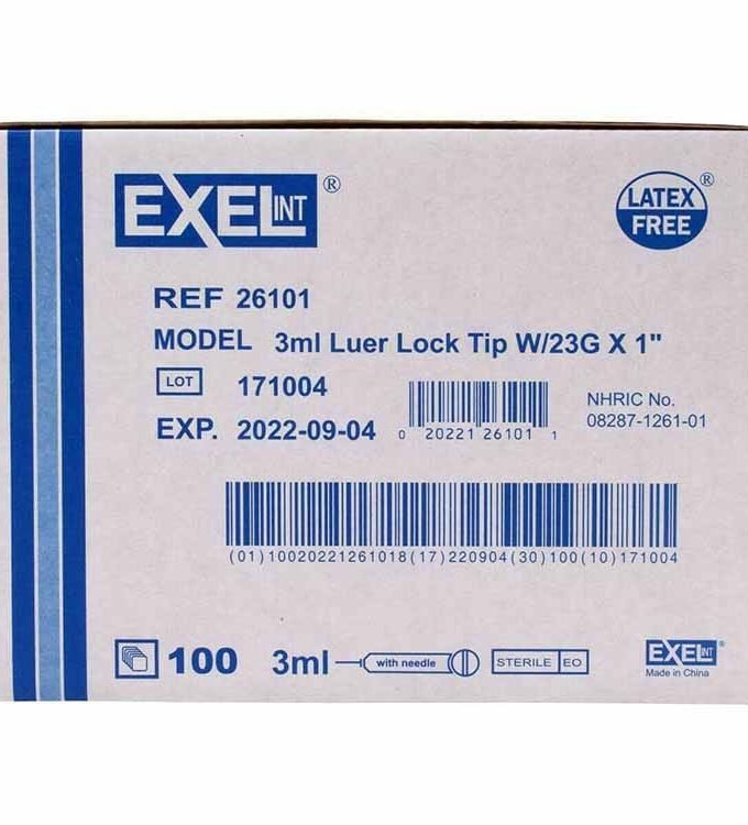 20 Syringe Size 3 ml 23G Syringe with (1 inch) Needles